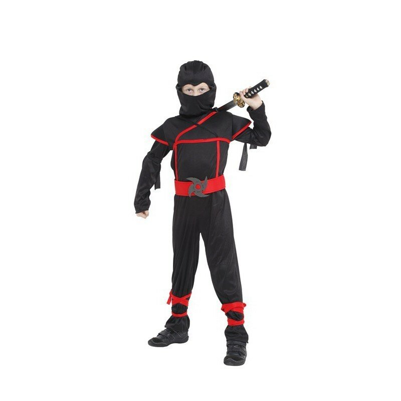 Fantasia infantil de ninja para meninos, traje para crianças, dia das bruxas, decoração para festa marcial