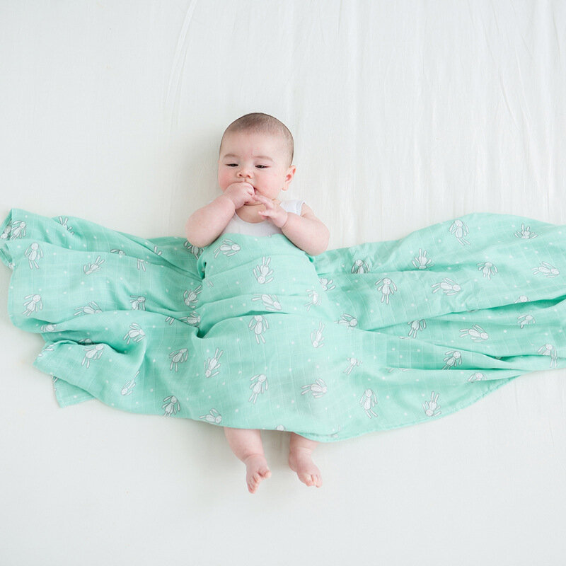Couverture en mousseline pour bébé, en coton et Fiber de bambou, pour nouveau-né, serviette de bain, couverture de poussette
