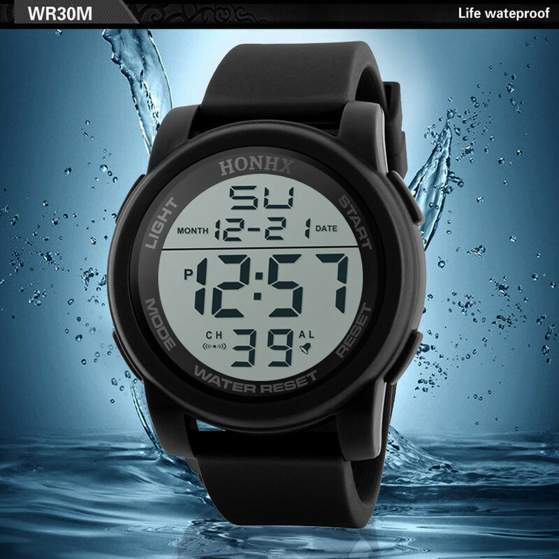 Relógio de pulso esportivo à prova d'água, relógio de pulso com cronômetro digital lcd da moda para meninos, data, q7