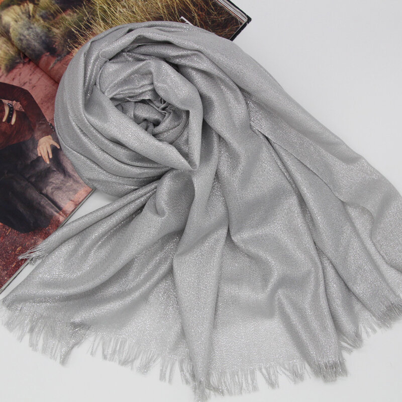 Luxury brand high fashion cotton women lurex scarf shawls hijab foulard bandana wraps evening wraps oversize pashimina  LL171172