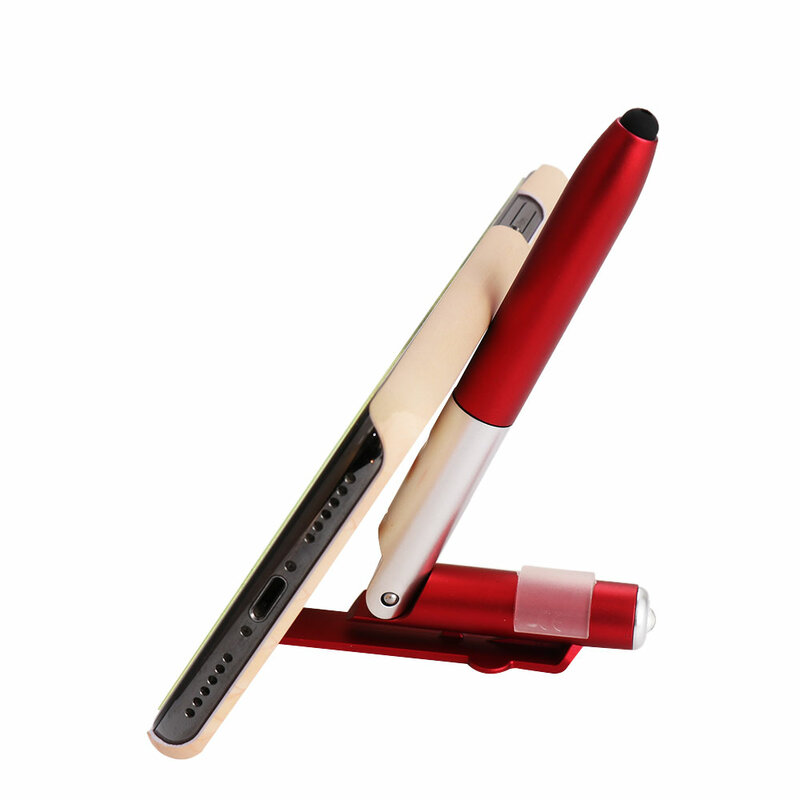 Einfache Tragbare 4-in-1 Taschenlampe Stift Faltbare Kugelschreiber Stylus Für Handy Nützliche Multi-Funktion Telefon halter Nacht Licht