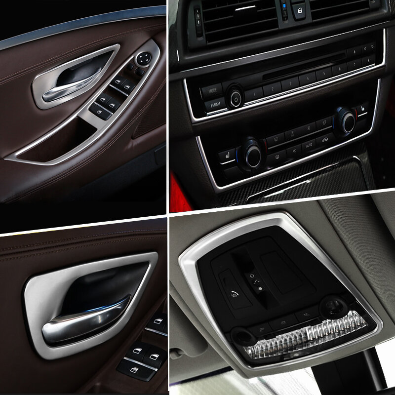 อุปกรณ์เสริมสำหรับ BMW 5 Series F10 F18 2011-17ภายในรถชุดคันเกียร์เครื่องปรับอากาศ CD แผงประตูพนักพิง trim สติก...