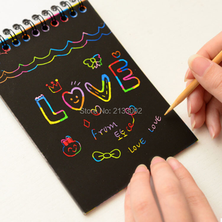 Hot Magic Drawing Book DIY Scratch Notebook cartone nero come regalo per materiale scolastico di cancelleria per bambini