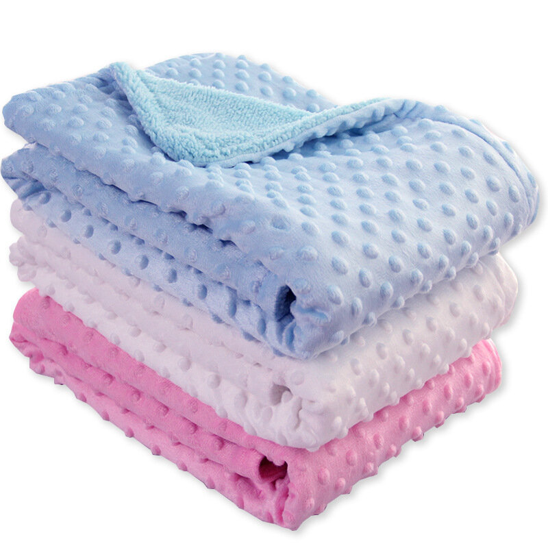 นุ่มผ้าห่มเด็กขนแกะเด็กแรกเกิดรถเข็นเด็ก Sleep การ์ตูน Beanie ทารกผ้าปูที่นอนผ้าห่ม Swaddling 75 ซม. * 100 ซม.