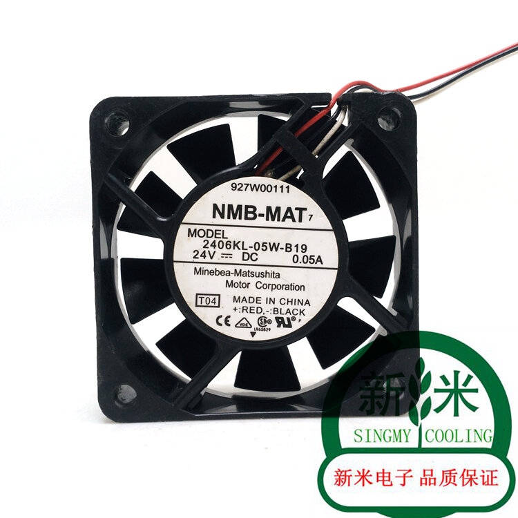 Gebruikt NMB-MAT Nmb 2406KL-05W-B19 6015 24V 0.05A 6Cm 3 Lijnen Frequentie Koelventilator