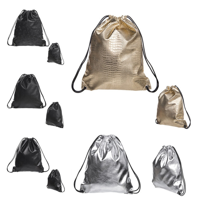 Geometrische PU Lederen стоянки Vrouwen шнурок сумка для путешествий, 1 шт.; Rugzakken; Однотонные Роскошные модные Новый стиль сумки большое пространство