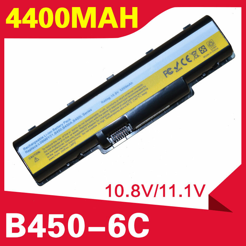 Аккумулятор B450 4400 мА · ч для ноутбука Lenovo B450 L09M6Y21 L09S6Y21 B450A B450L