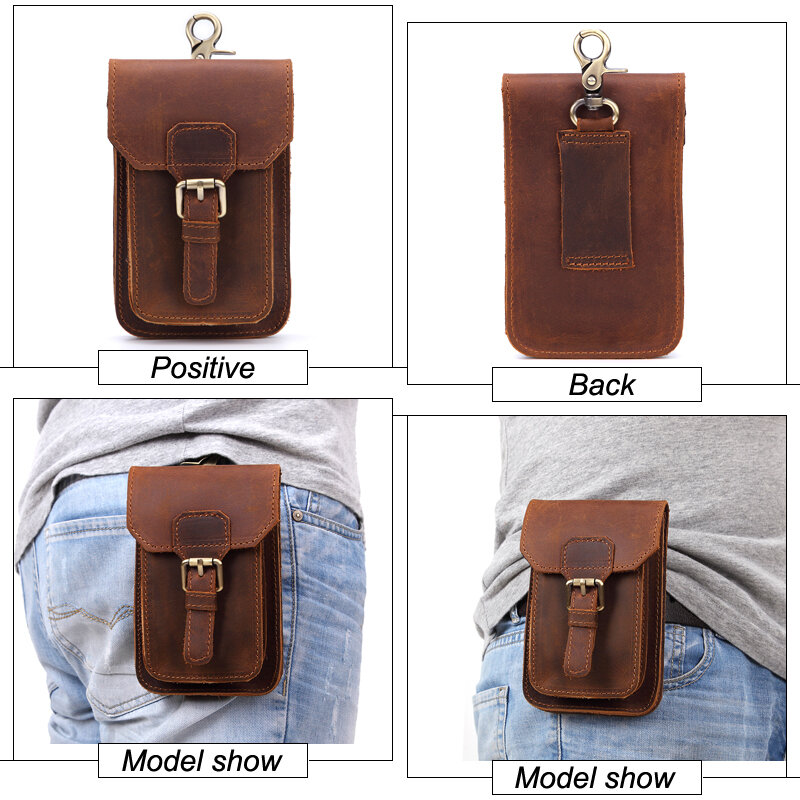 MISFITS-riñonera cinturón de viaje para hombre, bolsa de cadera, bolsa del teléfono móvil, piel auténtica, Vintage, novedad de 2019