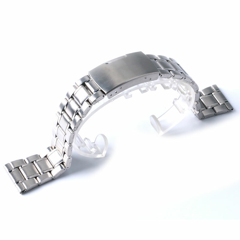 New High Quality Watch Band Womens Men 20mm 22mm Buckle Silver Stainless Steel Watch Band Strap Straight End Bracelet