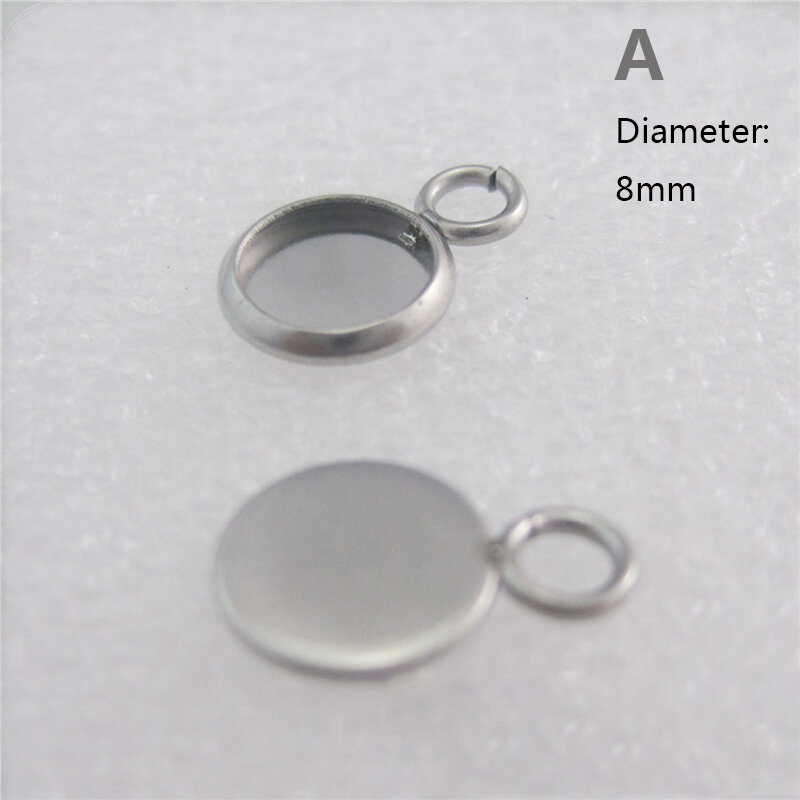 10pcs6/8/10/12/14/16/18/20/25 /30mm Round blank Stainless Steel Pendant Cabochon Base Setting Frame diy Jewelry Making Component