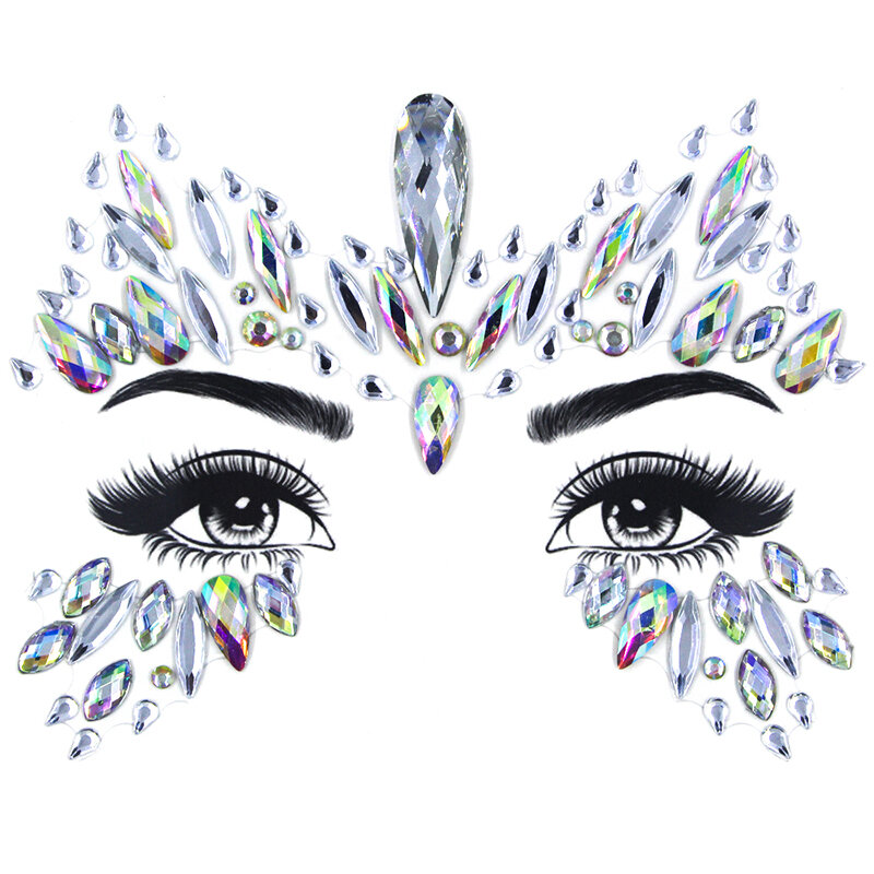 Face Jewels Gems Make Up Adhesive Temporary Tattoo  Body Art Gems Rhinestone Stickers for  Festival Party