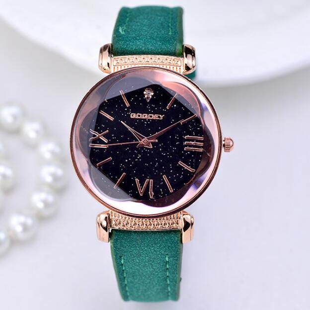 럭셔리 브랜드 여성 쿼츠 시계, 별이 빛나는 하늘 패션 손목 시계, 여성 시계, 여성 시계