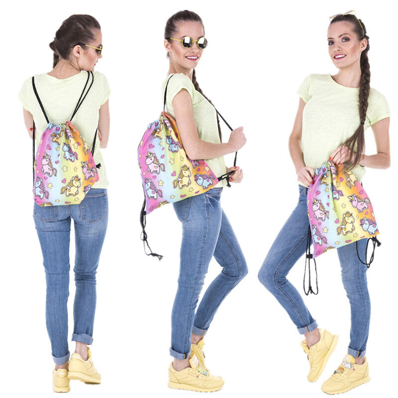 1 Pcs Vintage  Backpacks Female Cute Drawstring Bags 3D Printed Fashion