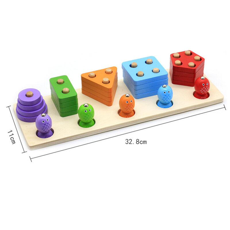 Wooden Toys For Children Geometric Shapes Magnetic Fishing Montessori Puzzle Kids Early Learning Educational Games Fishing Toys
