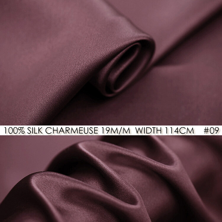Tecido de cetim 100% seda charmeuse largura 114cm 19mm tecido de seda pura amoreira tecido costura para plus size costura robe no09