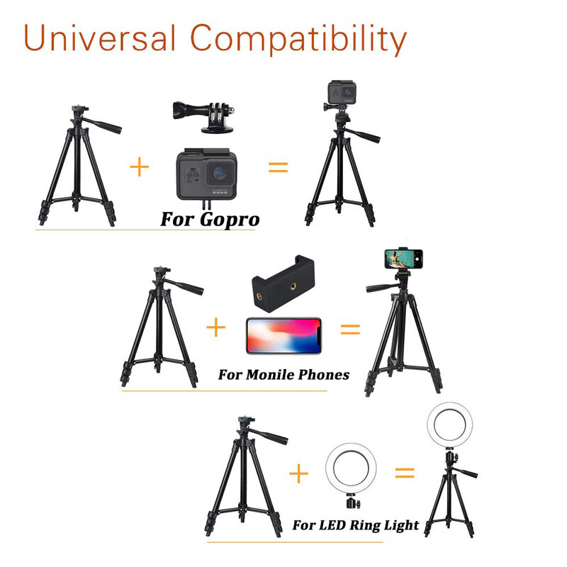 Tripod for Mobile Phone 40inch Universal Photography Stand for Gopro iPhone Xiaomi Huawei Phone Lightweight Video Camera Tripod