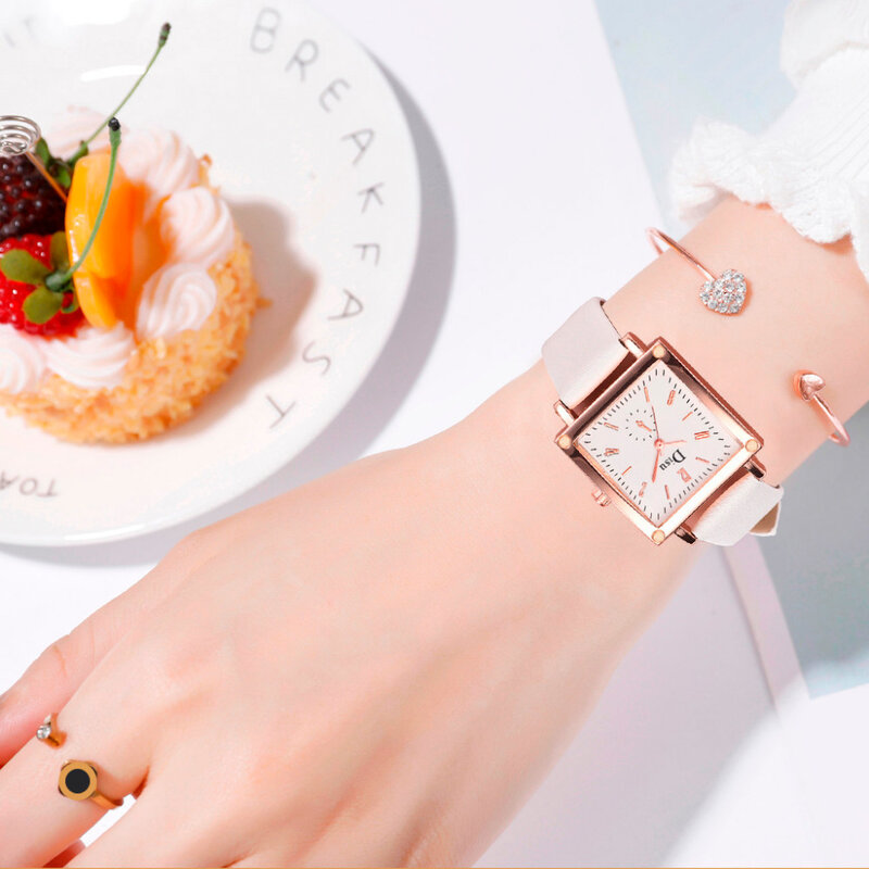 DISU cuadrados-Relojes de pulsera de cuero para mujer, reloj de cuarzo pequeño A la moda, reloj femenino, regalo * A