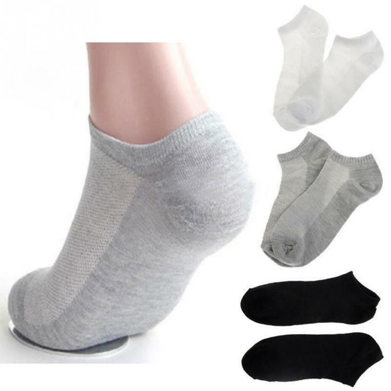 20Pcs=10Pair Solid Mesh Men's Socks Invisible Ankle Socks Men Summer Breathable Thin Male Boat Socks Exercise Basketball Sports