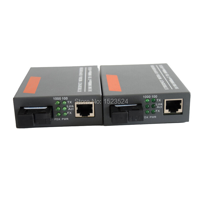 Convertidor de medios de fibra óptica HTB-GS-03 A/B Gigabit, 1000Mbps, modo único, Puerto SC de fibra única, 20KM, fuente de alimentación externa, 1 par