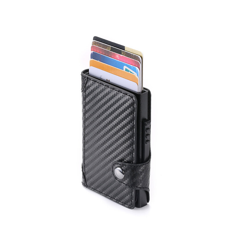 ZOVYVOL-tarjetero delgado de fibra de carbono para hombre y mujer, billetera de cuero PU para tarjetas, bloqueo RFID, funda para tarjetas de viaje, envío rápido