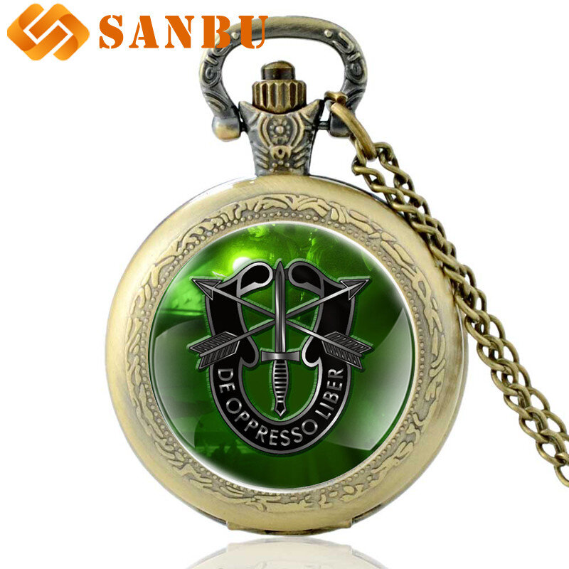 Montre DE poche à Quartz des Forces spéciales des états-unis, en Bronze, rétro, pour hommes et femmes, pendentif, collier, horloge, cadeau