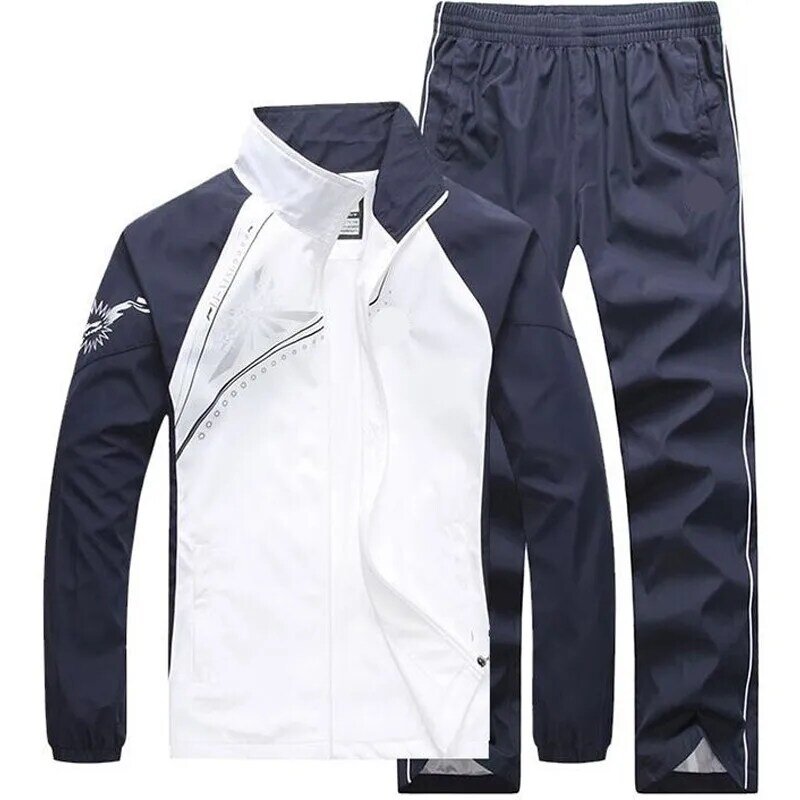 Мужской спортивный костюм из двух предметов, повседневная спортивная одежда, Свитшот и брюки, размеры до 5XL, весна-осень