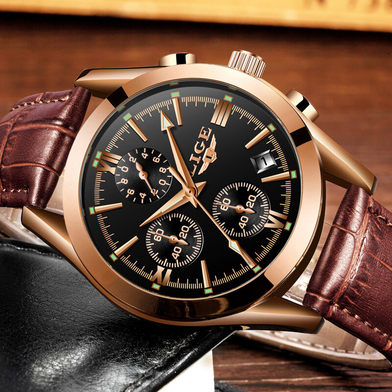 2020 lige relógio dos homens do esporte de quartzo moda couro relógio masculino relógios marca superior luxo à prova dwaterproof água relógio de negócios relogio masculino