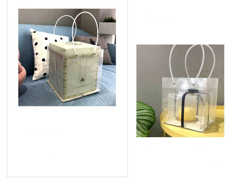 Sacs cadeaux portables carrés avec poignée, sacs en plastique transparents contenant des fleurs, sacs d'emballage alimentaire, sacs de shopping 2018