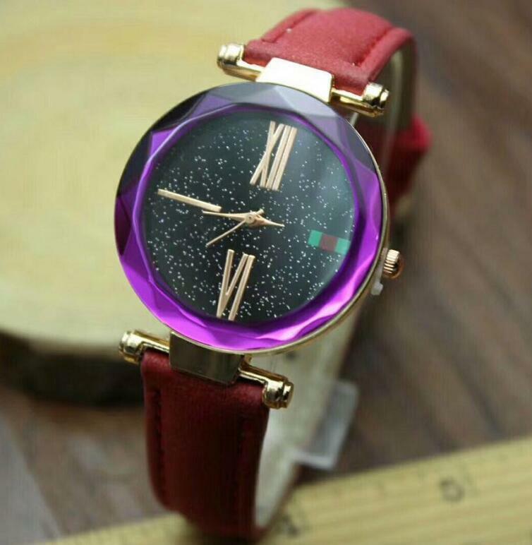 Reloj de cuarzo de marca de lujo para mujer, relojes de pulsera de moda de cielo estrellado para mujer, reloj femenino