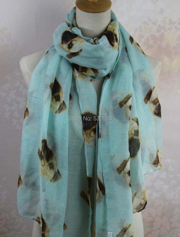 New pug dog Print Scarf Wrap Shawl Women's Accessories Scarves Free Shipping