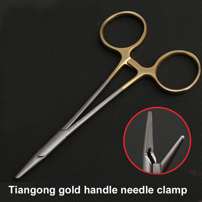 Tiangong gold handle needle holder double eyelid surgery tool Jinyan needle clamp insert with scissors multi-function pincers