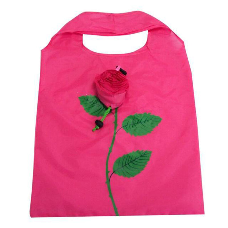 1Pc Eco Opslag Handtas Rose Bloemen Vorm Opvouwbare Boodschappentassen Herbruikbare Vouwen Kruidenier Grote Zak Leuke Tote Pouch