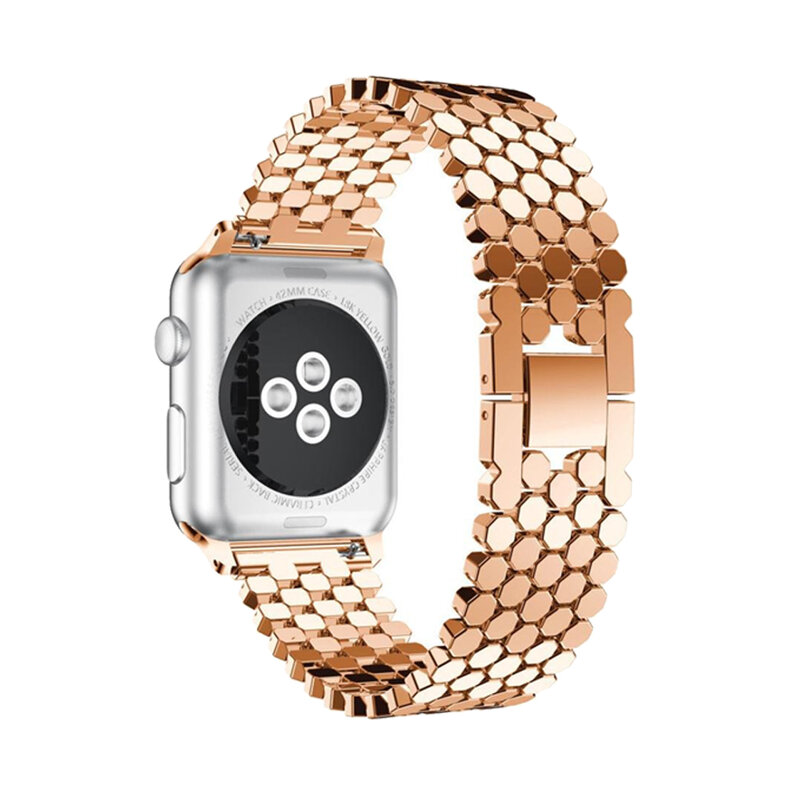 Pulseira de relógio em aço inoxidável, acessórios para apple watch 5/4/3/2/1, pulseira para apple watch de 42mm 38mm 44mm 40mm e iwatch