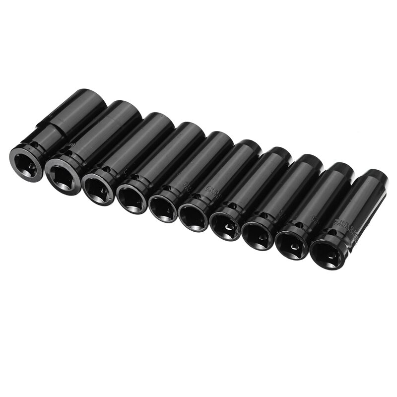 10Pcs 8-24Mm 1/2 inch Drive Deep Impact Socket Set Heavy Metric Garage Tool For Wrench Adapter Hand Tool Set