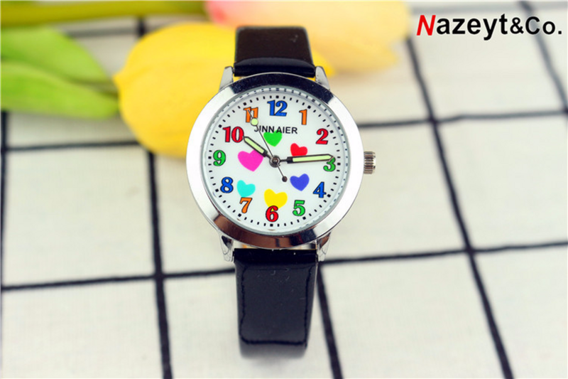 2021 Nieuwe Kleurrijke Liefde Mooie Kinderen Horloge Studenten Gecontracteerd Lichtgevende Riem Quartz Horloge