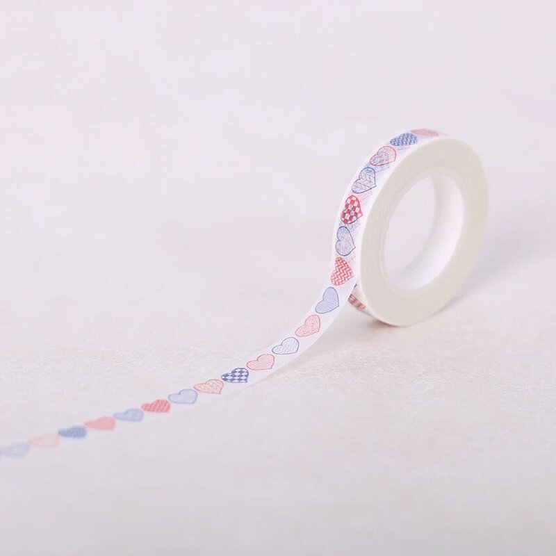 Cinta Washi de papel decorativo, accesorios de artesanía DIY, cinta adhesiva para decoración de corazón, 8mm x 10m