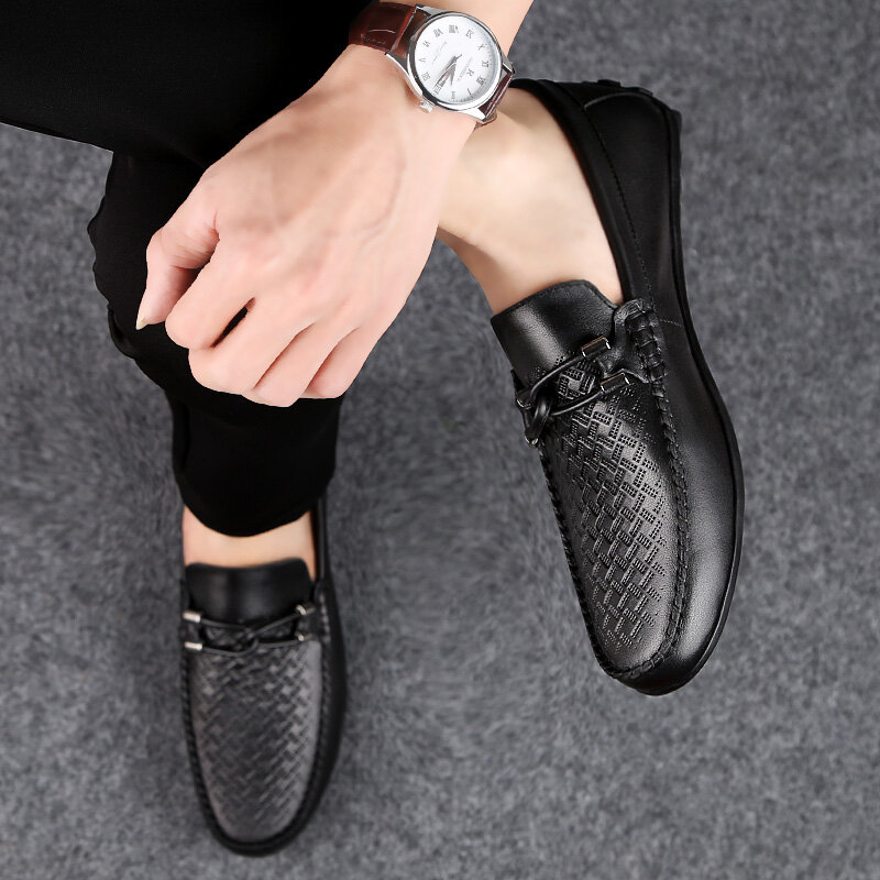 Sapatos masculinos de couro genuíno, calçados rasos confortáveis e respiráveis de marca para homens, primavera, outono e luxuoso, p4, 2019