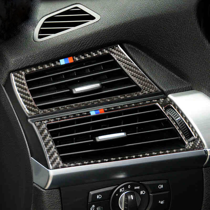 ألياف الكربون لسيارات BMW E70 E71 X5 X6 الداخلية gear shift تكييف الهواء التيار المتناوب CD لوحة القراءة غطاء خفيف ملصق الكسوة اكسسوارات