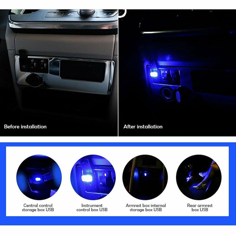 MINI USB Auto Interieur Verlichting Lamp Draagbare Draadloze Sfeer LED Licht Voor Notebook PC Computer Power Bank Noodverlichting