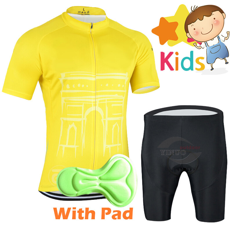 Maillot de ciclismo para niños conjunto de pantalones cortos para n 