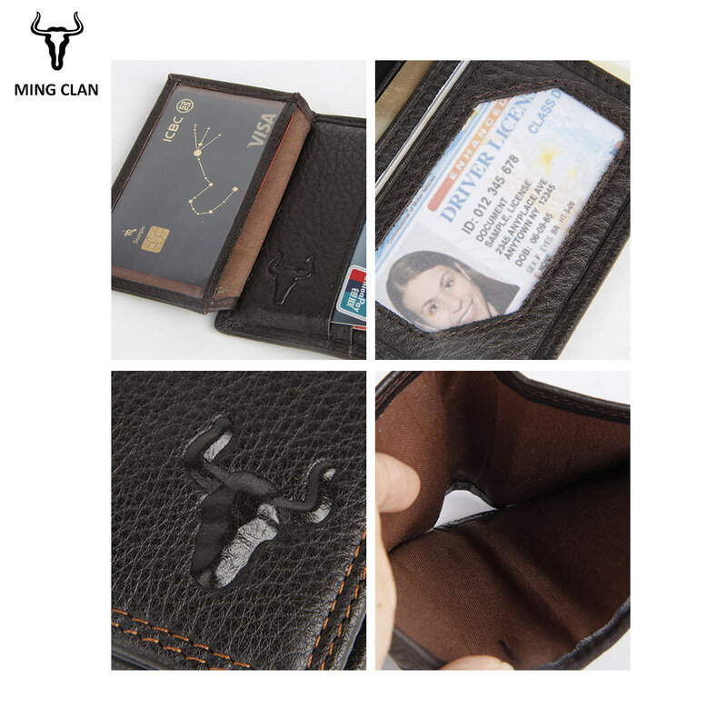Rfid 천연 가죽 디자이너 짧은 지갑 남성용, 작은 슬림, 카드 홀더, 패션 지퍼 포켓, 동전 지갑 가방