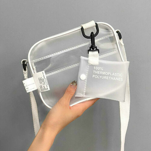 여성 PVC 투명 체인 크로스 바디 숄더 백 토트 젤리 여름 핸드백 패션 학생 소녀 지갑