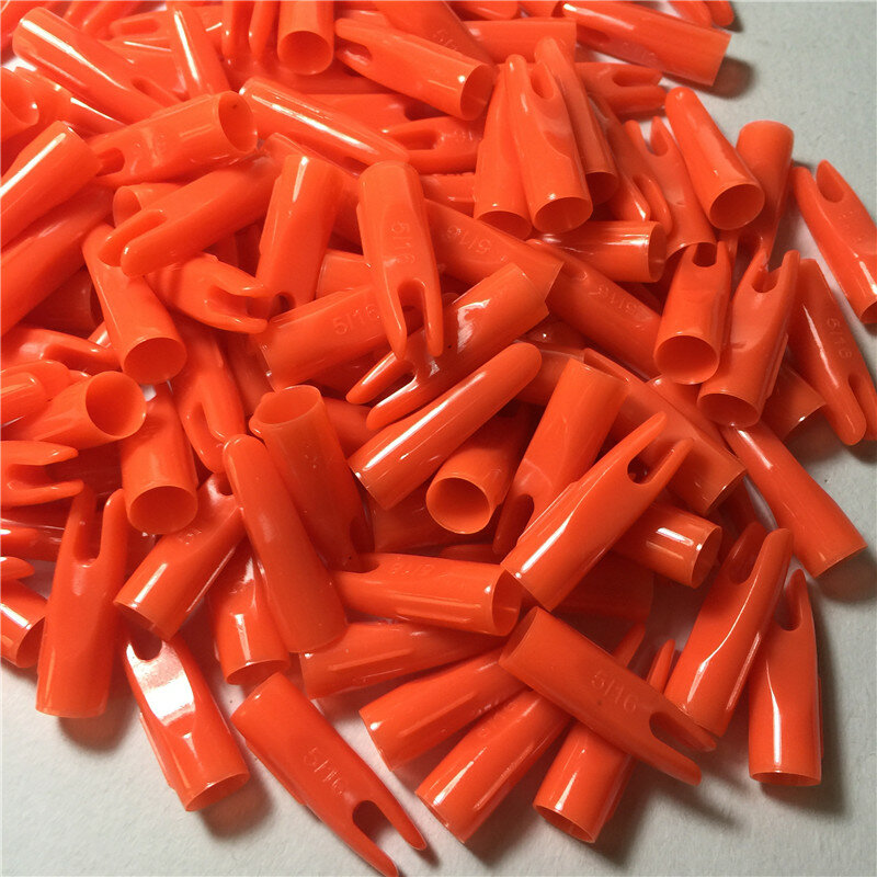 Obaadtf 100 Pcs Id 5/16 "Oranje Kegel Boogschieten Jacht Pijlen Nokken Plastic Uitloper Pijl Staart Gebruikt Voor Od 8 Mm Houten Pijl