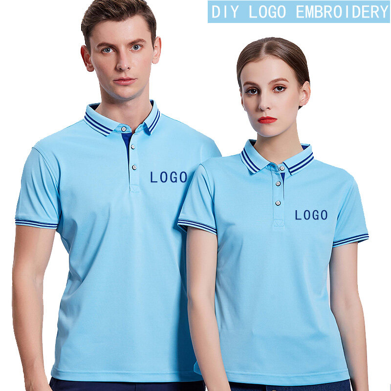 Camisa polo bordada personalizada, uniforme de roupas de trabalho e camisa polo estampada customizada com bolso no peito esquerdo