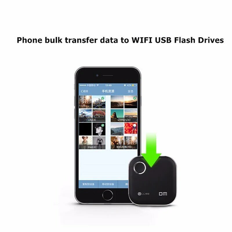 محرك فلاش USB Wifi DM WFD025 ، 64 جيجابايت ، ذاكرة لأجهزة iPhone / Android / PC ، محرك أقراص فلاش ذكي