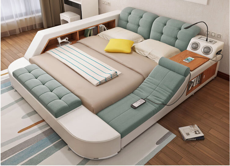 Cama de tecido massagem europa e américa, camas macias e modernas com tecido em tecido, móveis para casa, quarto
