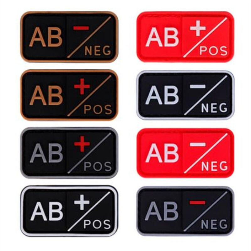رمادي التشجيع الهدايا التذكارية ثلاثية الأبعاد بولي كلوريد الفينيل A + B + AB + O + إيجابي A- B- AB- O-سلبية نوع الدم مجموعة التصحيح شارات التكتيكية