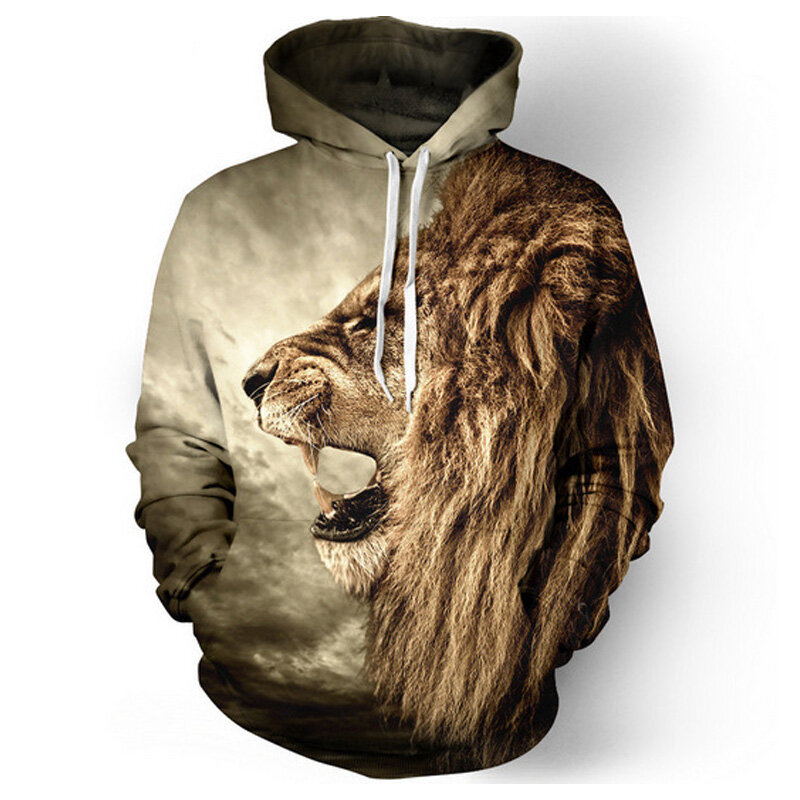 Męskie bluzy z kapturem bluza mężczyźni śmieszne 3D tygrys lew moda marka harajuku S-3XL drukowane bluza z kapturem mężczyźni kobiety swetry