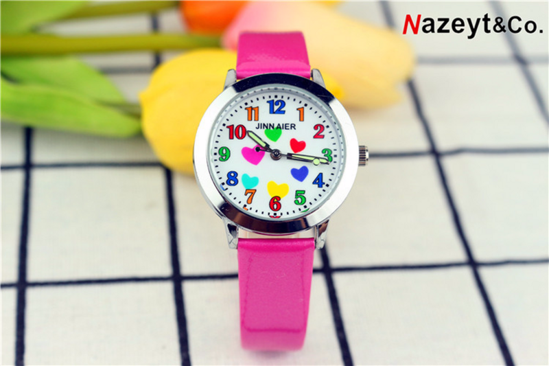 2021 new colorful love lovely children watch students contracted luminous belt quartz watch