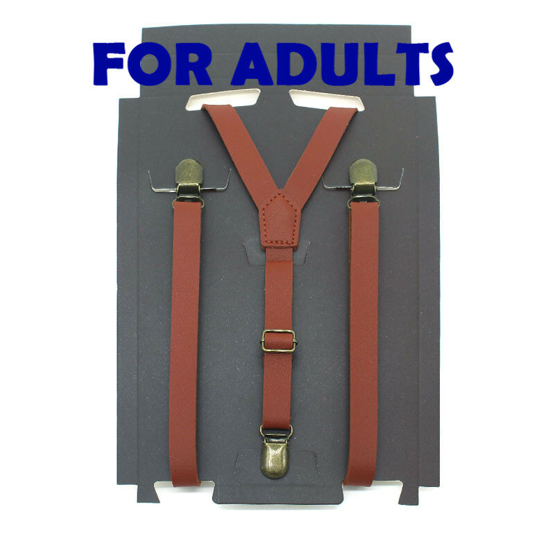 ZHIAO Vintage Solid Bretels 1.5 cm Breedte Mens/vrouwen Pu Synthetisch Leer Bretels Y Terug 3 Clips Zwart Bruin rood Claret